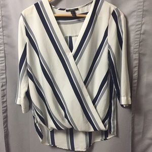 Blue & Grey Stripe Blouse