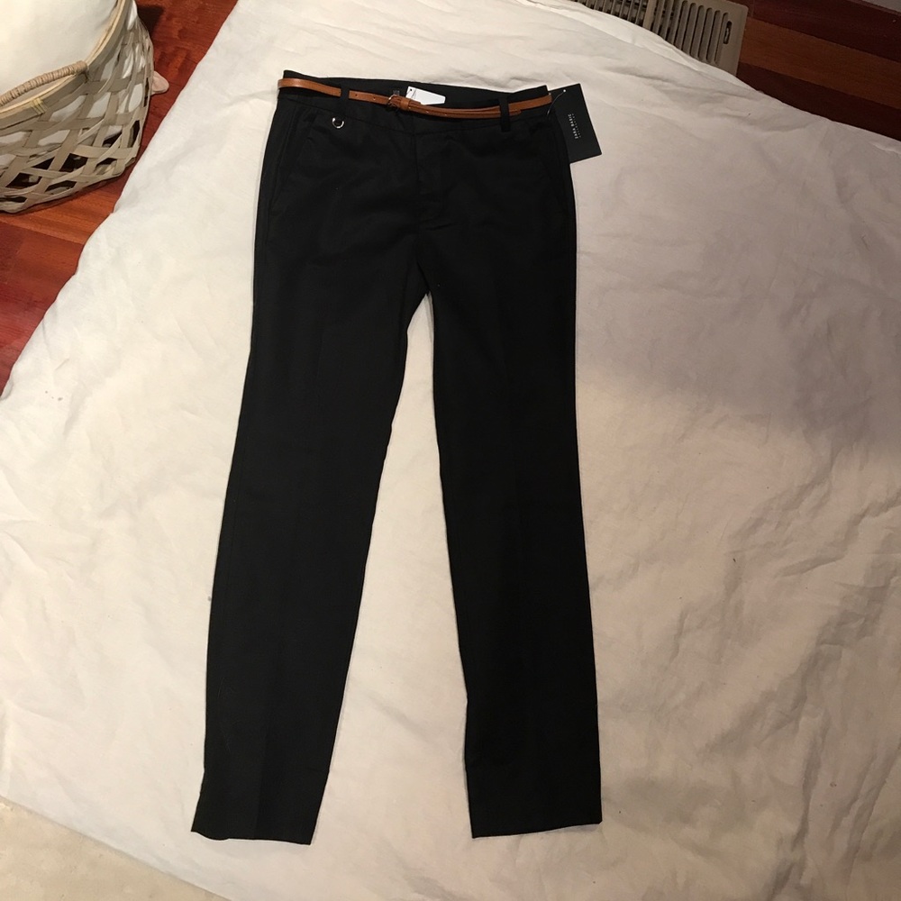Zara Trouser With Removable Belt: Size 6, Black