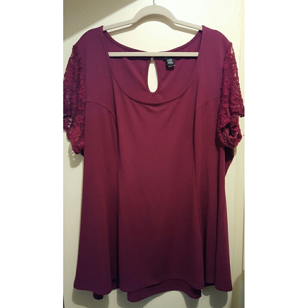 PLUS SIZE Torrid Burgundy Deep Scoop Neck Blouse