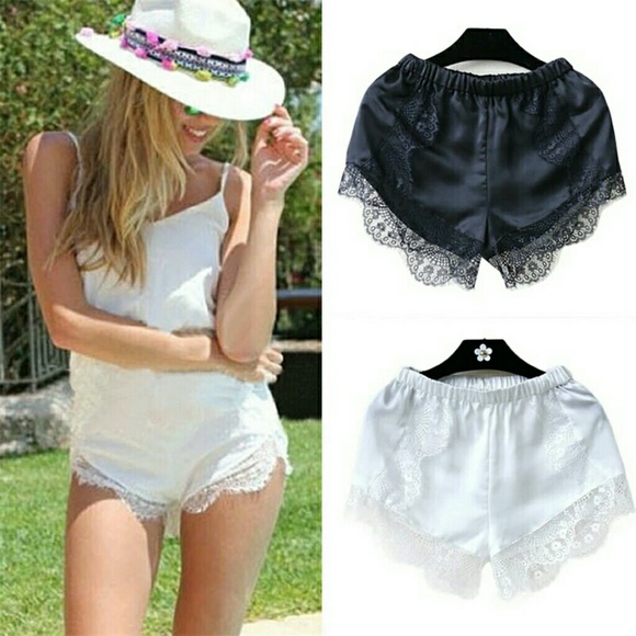 Restocked! Black Silky Lace Shorts - Picture 2 of 2