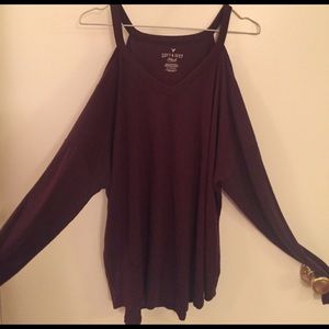 AE's cold shoulder soft long sleeve shirt