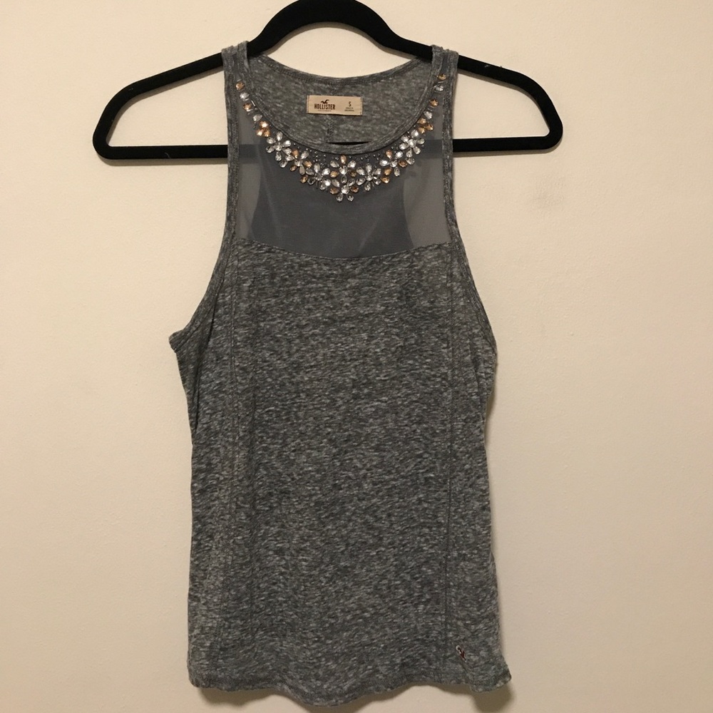 Hollister Grey Embellished Tank