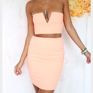 Sabot Skirt 2 piece Peach skirt & top $30