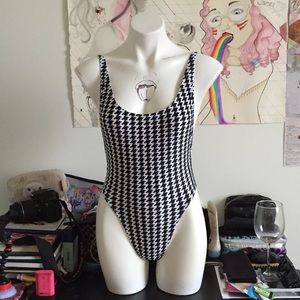 Nylon tricot high-cut one piece