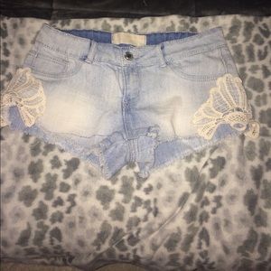 Light wash denim shorts