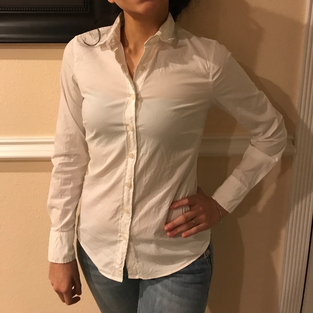 J Crew White Button Down