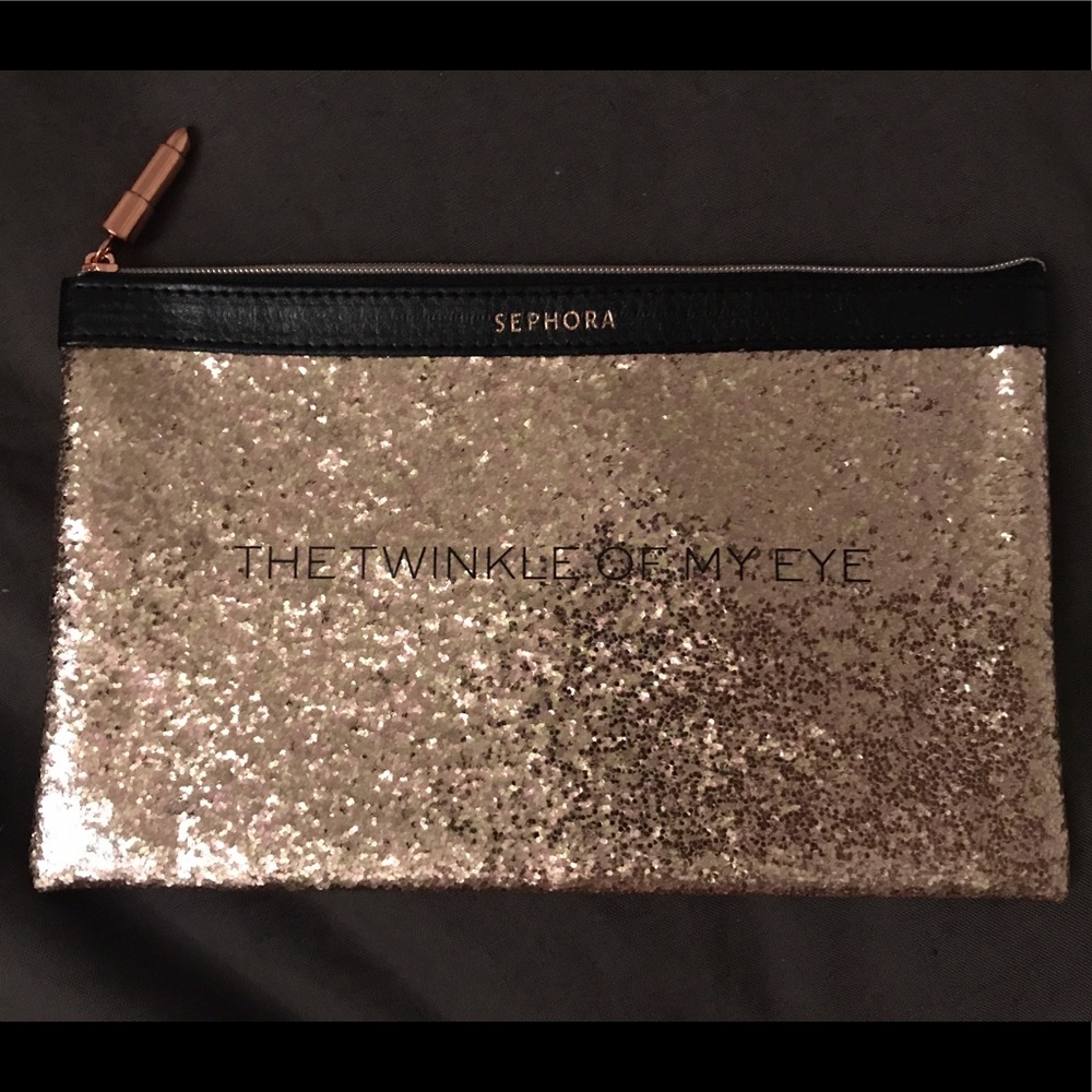Sephora Rose Gold Glitter Makeup Pouch