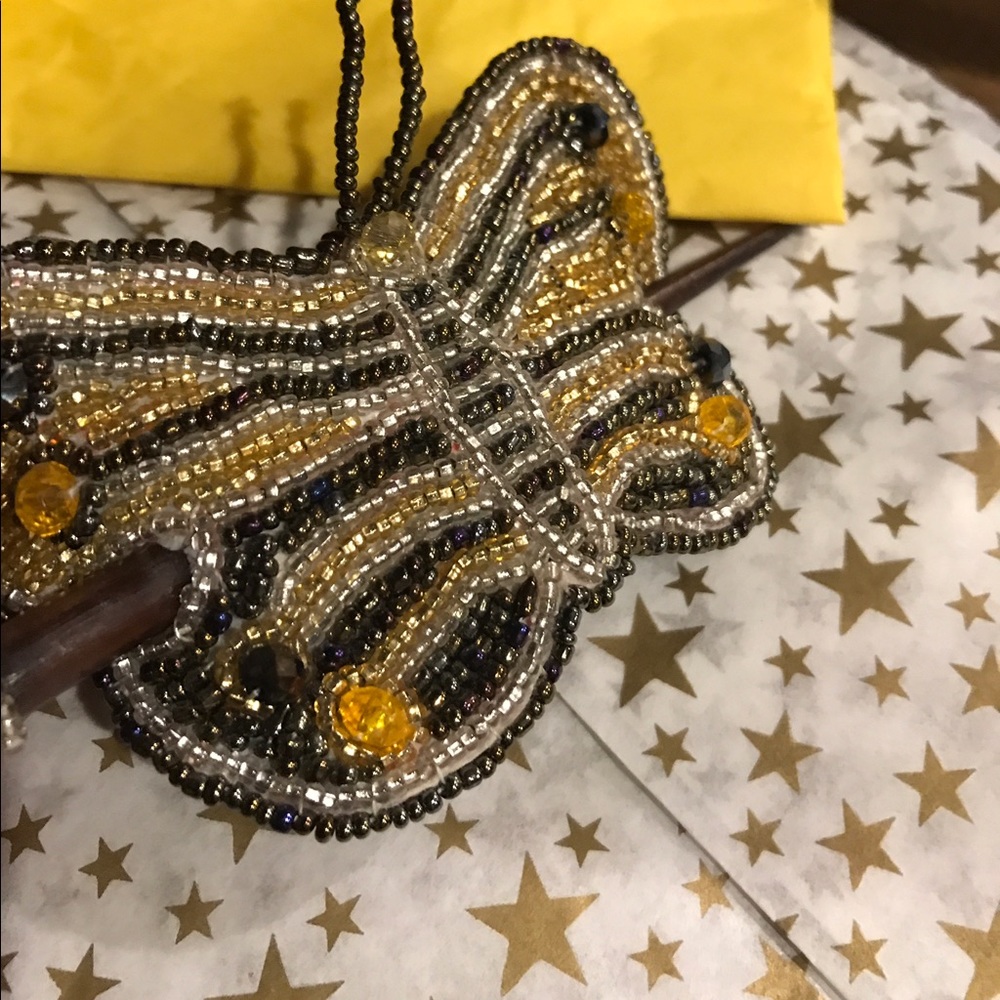 Hand beaded, butterfly hair stick