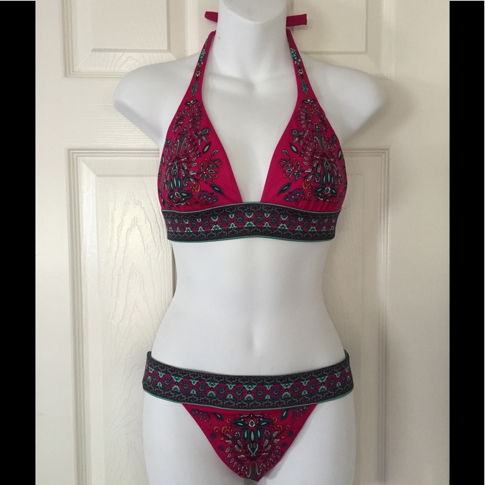Victoria's Secret pink multicolor halter bikini S