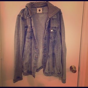 Cotton On washed denim sweater jacket with hoodie