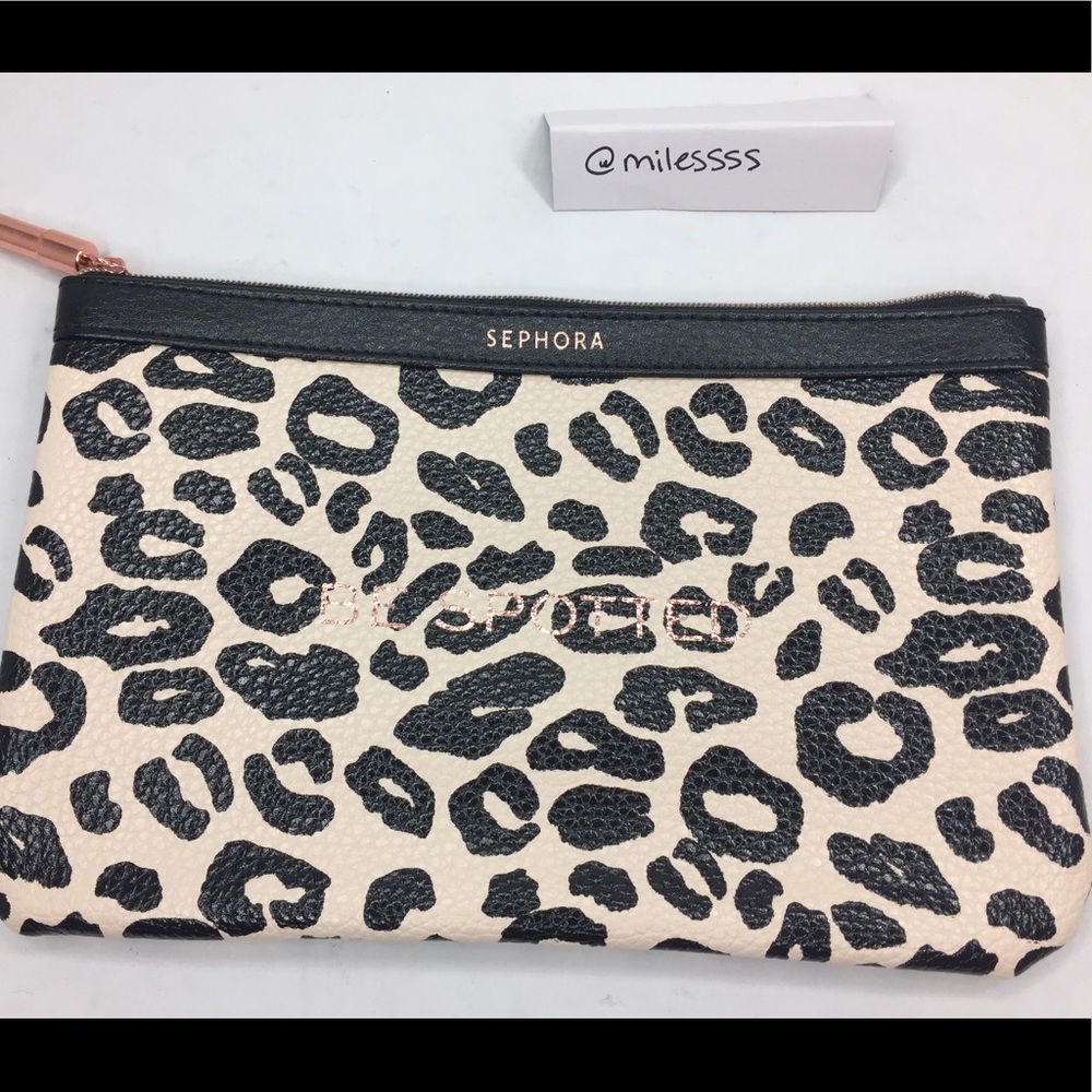 Sephora BE SPOTTED Leopard Rose Gold Makeup Pouch