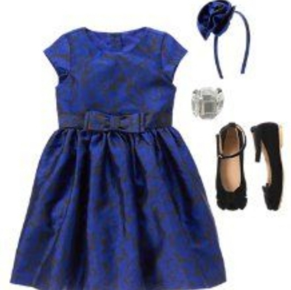 Black & Blue Floral Dress & Headband
