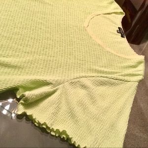 Tops - Stretchy Chartreuse Tee w/Lacy Trim Tops - Stretchy Chartreuse Tee w/Lacy Trim