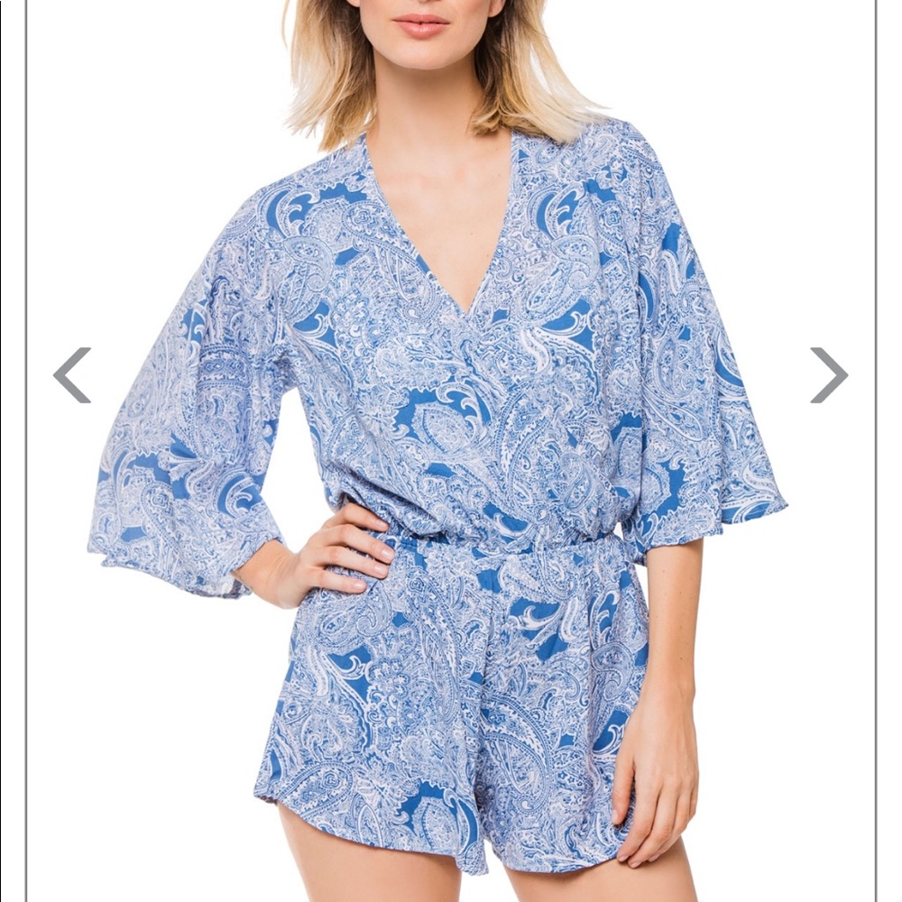 Elan International Surplice romper Ocean Paisley