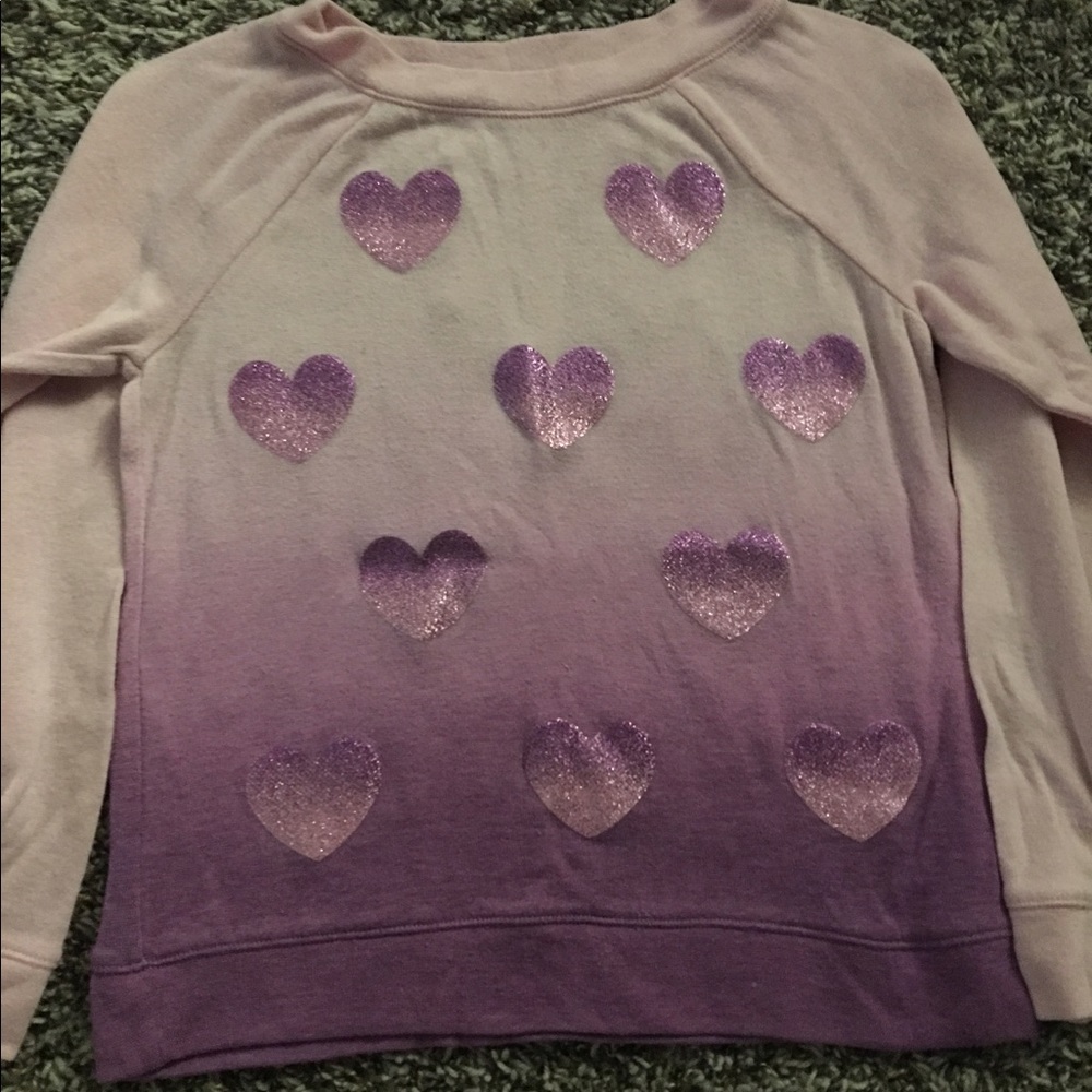 Justice heart long sleeve, light weight sweater