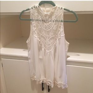 Anthropologie lace high neck blouse