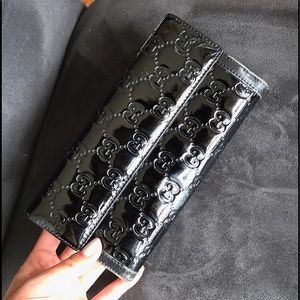 GG Patent Leather Clasp Wallet