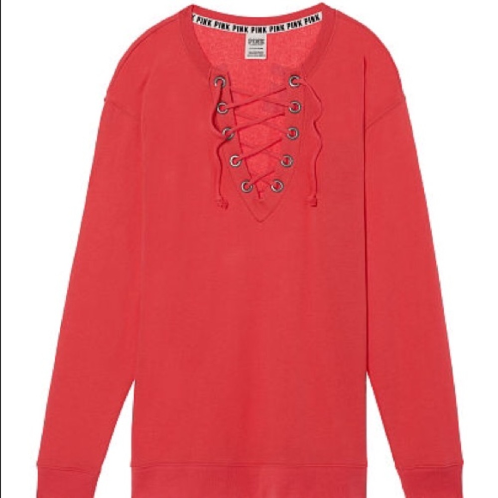 ❌SOLD❌ PINK Lace-Up Campus Crew