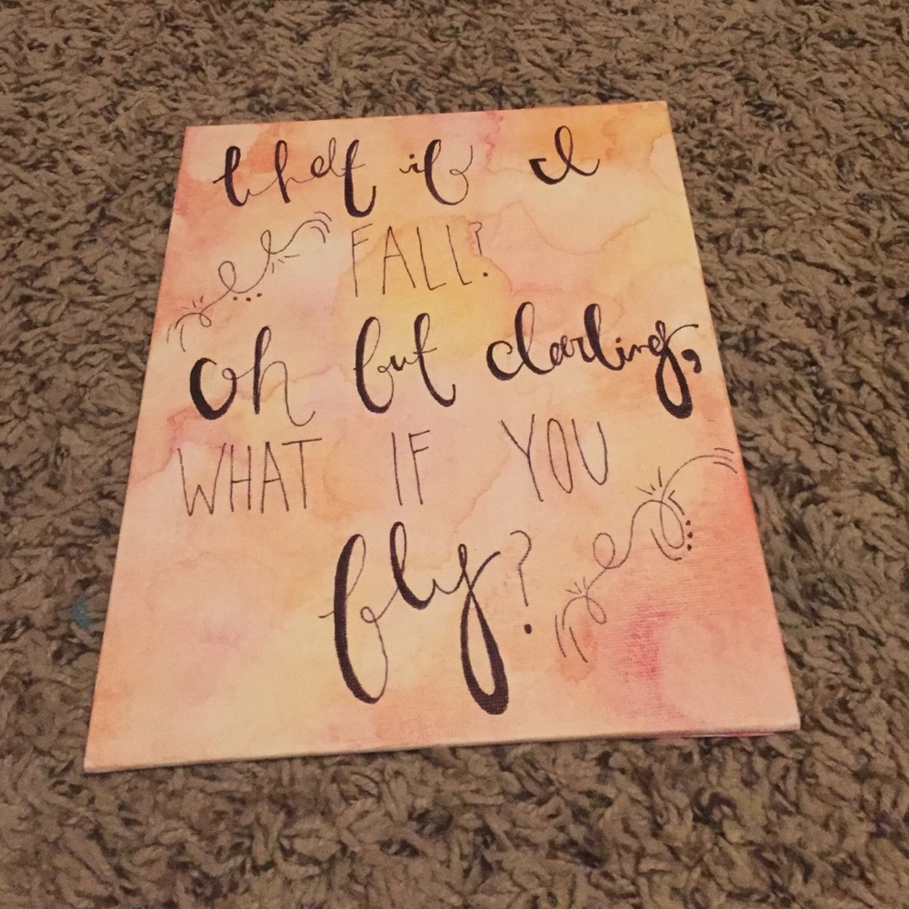 What If I Fall? Handlettered canvas