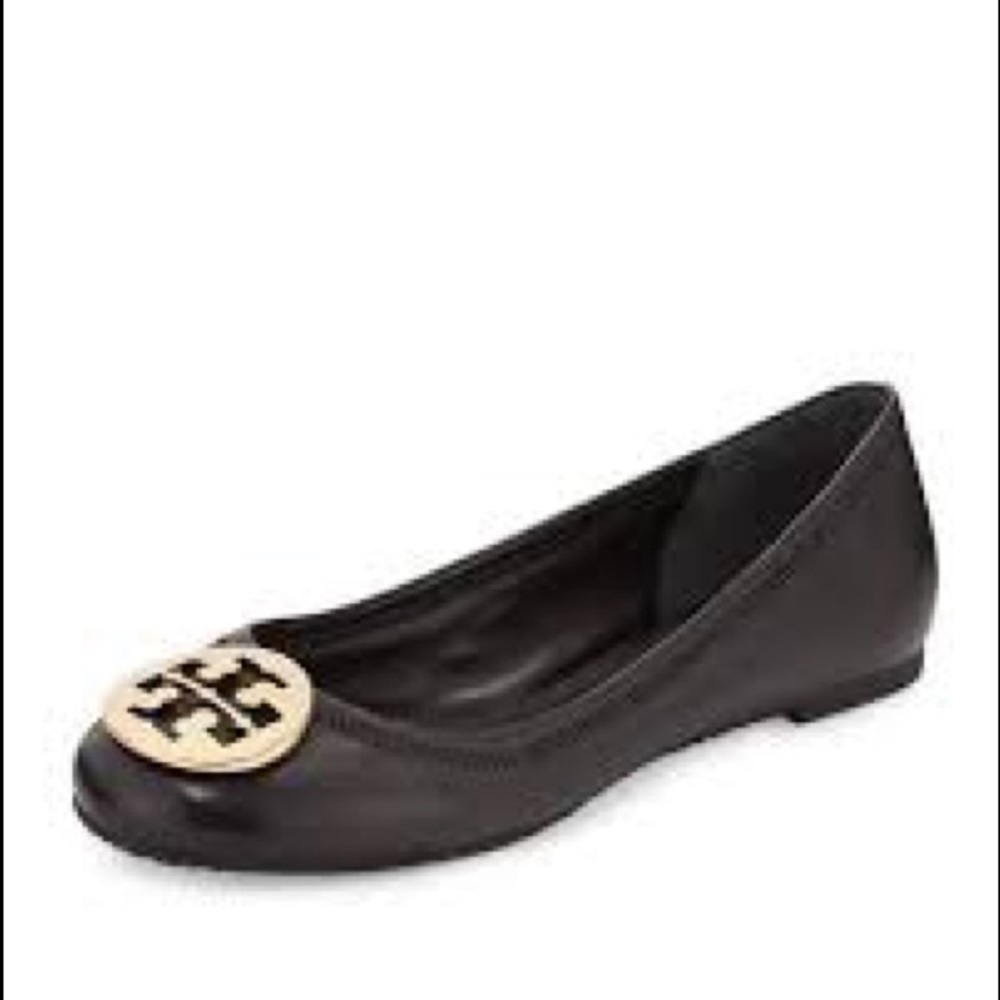 Tory Burch Reva flats, black on gold