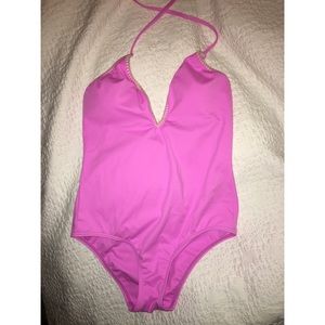 Pink one piece bathing suit