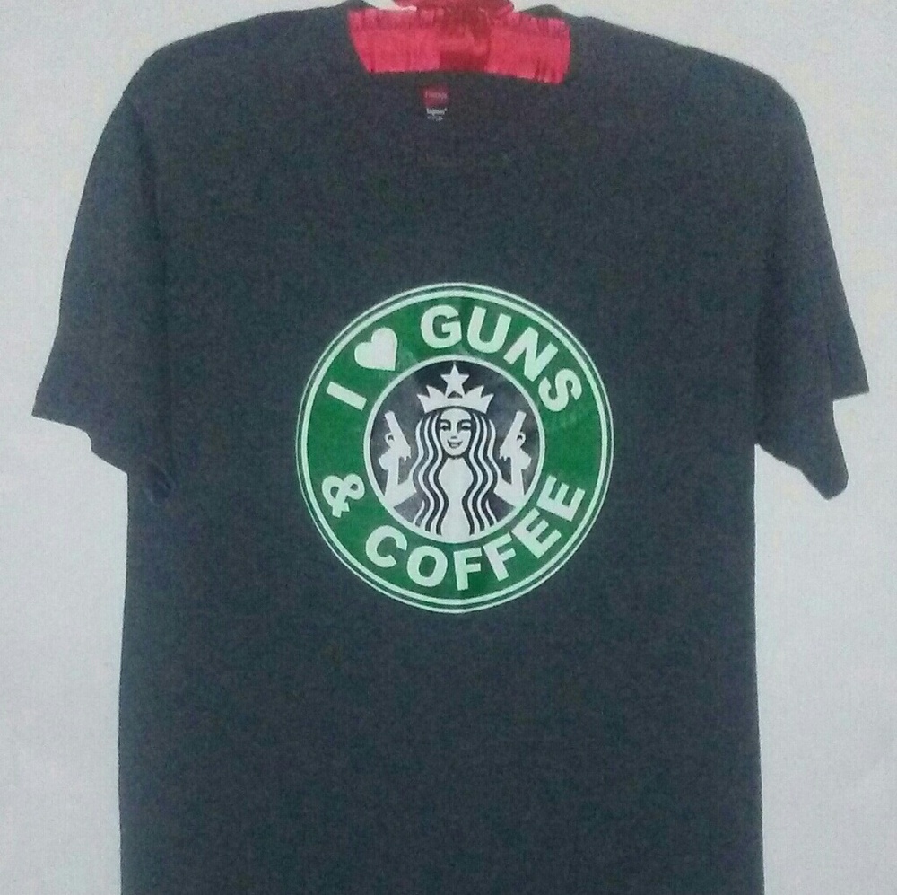Grey I Love Guns and Coffee T-shirt