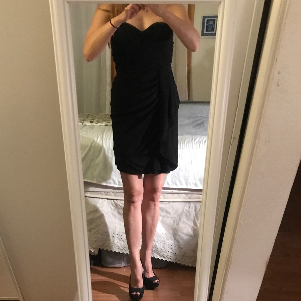 🌸Black chiffon strapless mini dress 🌸