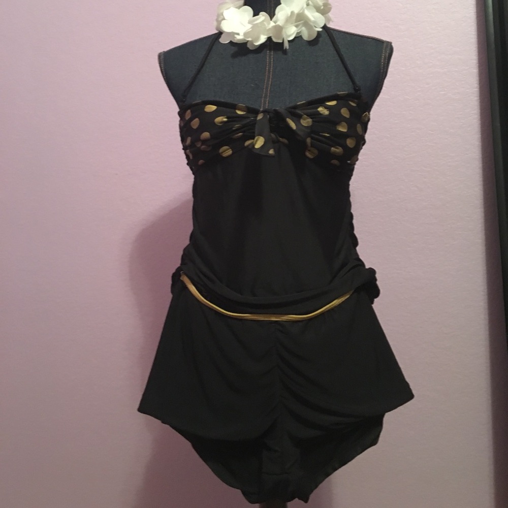 OP Gold and Black 2 Piece Bathing Suit