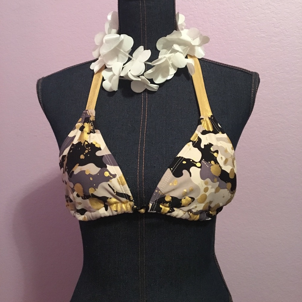 OP Gold and Black Bikini Top