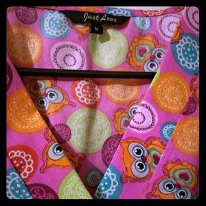 Colorful Owl Scrub Top