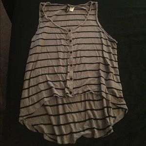 Grey and Black Half Top with Buttons