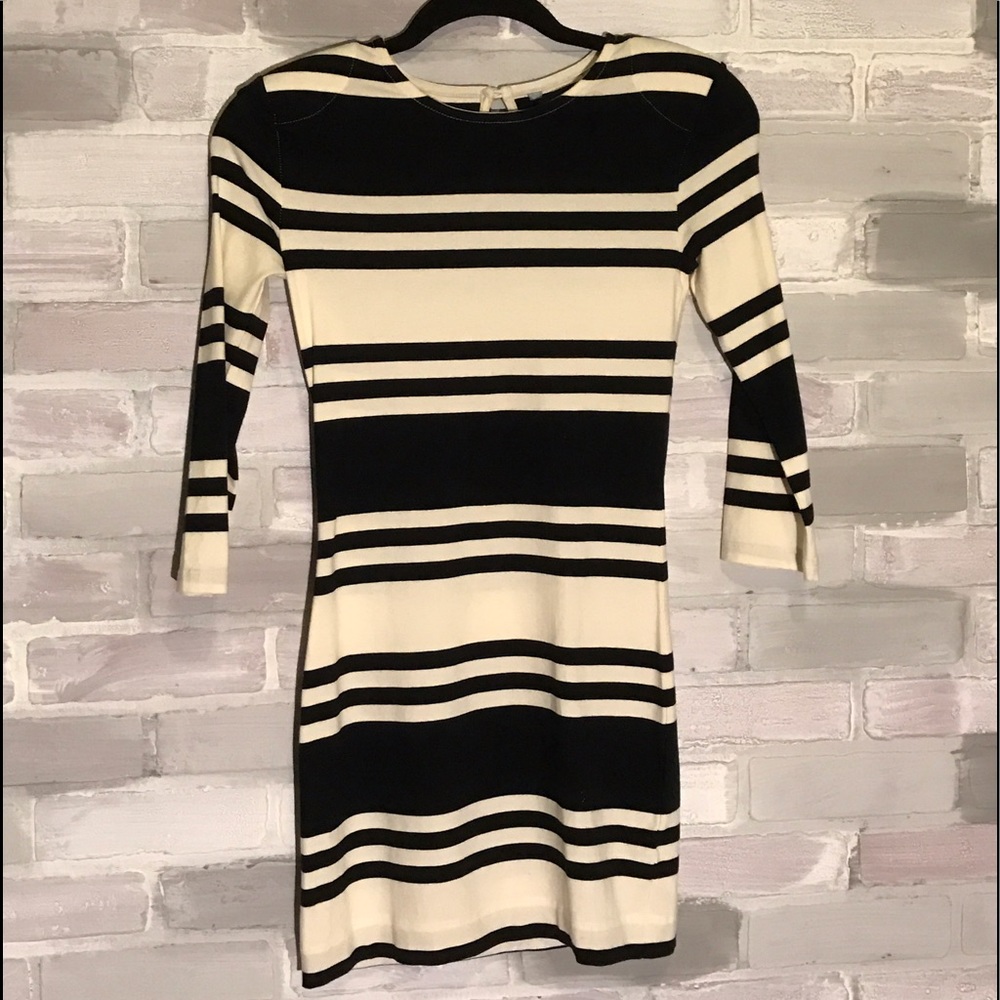 Black and white striped body con dress