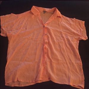 Peach Vintage Shirt with Shoulder Cut Outs