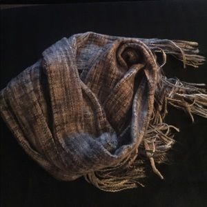 Grey and White Wool Scarf