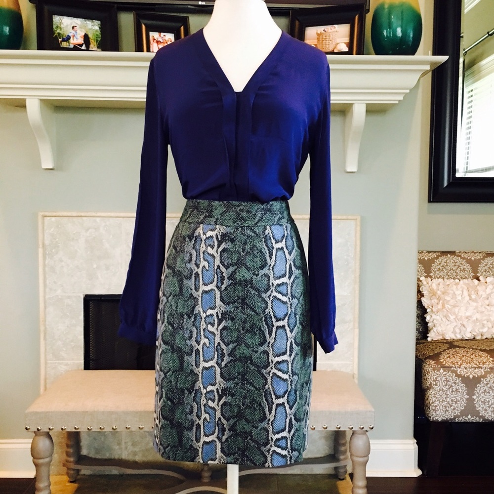 LOFT snake Skin Printed Pencil Skirt
