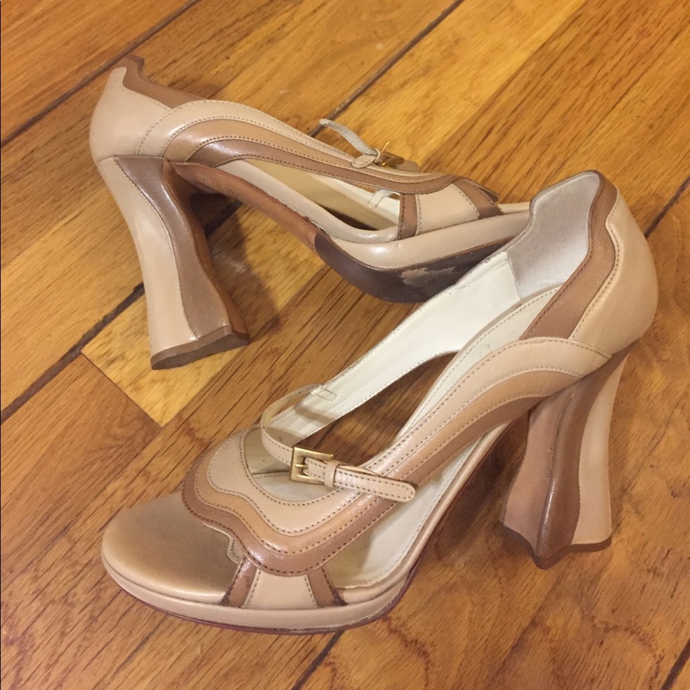 Prada Beige Wavy Heels