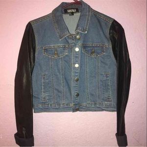 Denim jacket leather sleeves