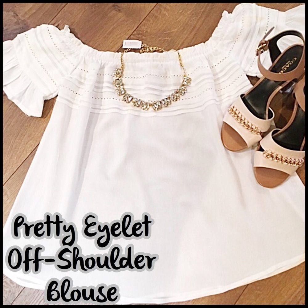 Eyelet Off-Shoulder Top - Picture 1 of 3