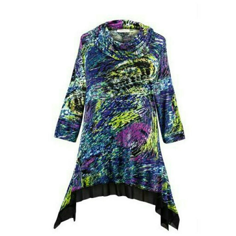Fabulous colorful cowl neck tunic blouse dress 4x