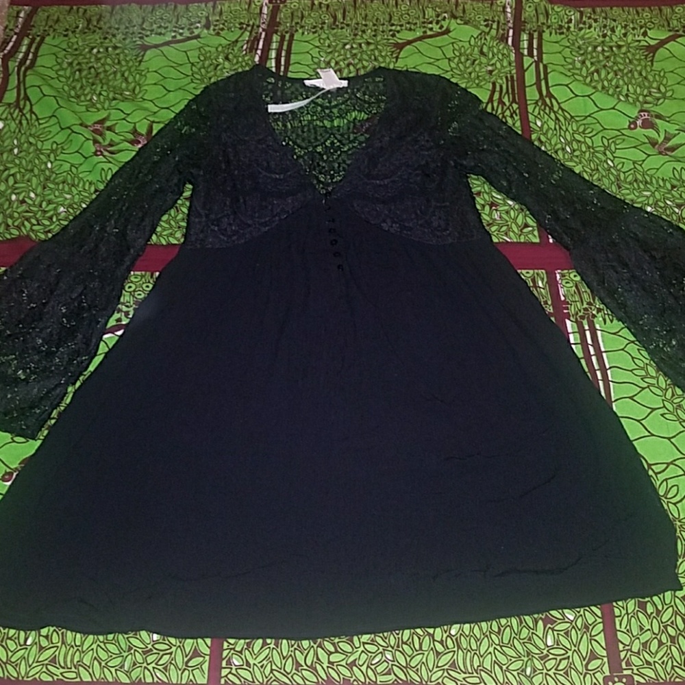 Bohemian black lace dress