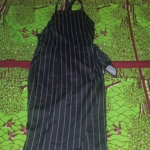 Black and white pinstripe wrap dress