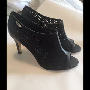 Black Booties size 10 peep toe Calvin Klein 4"