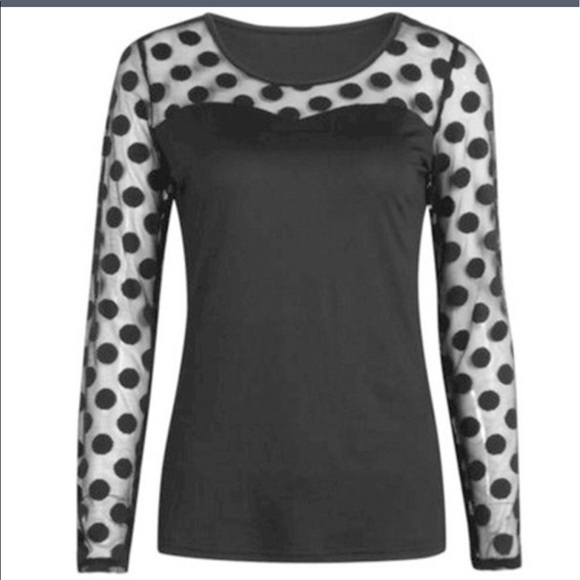 5⭐️ LAST ONE Shear polka dot sleeves & neckline - Picture 3 of 8
