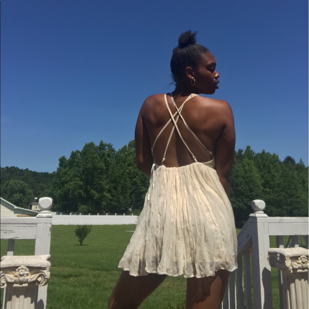 ❌SOLD❌Free People Ivory Beaded Dress Sz 2 - Picture 3 of 8