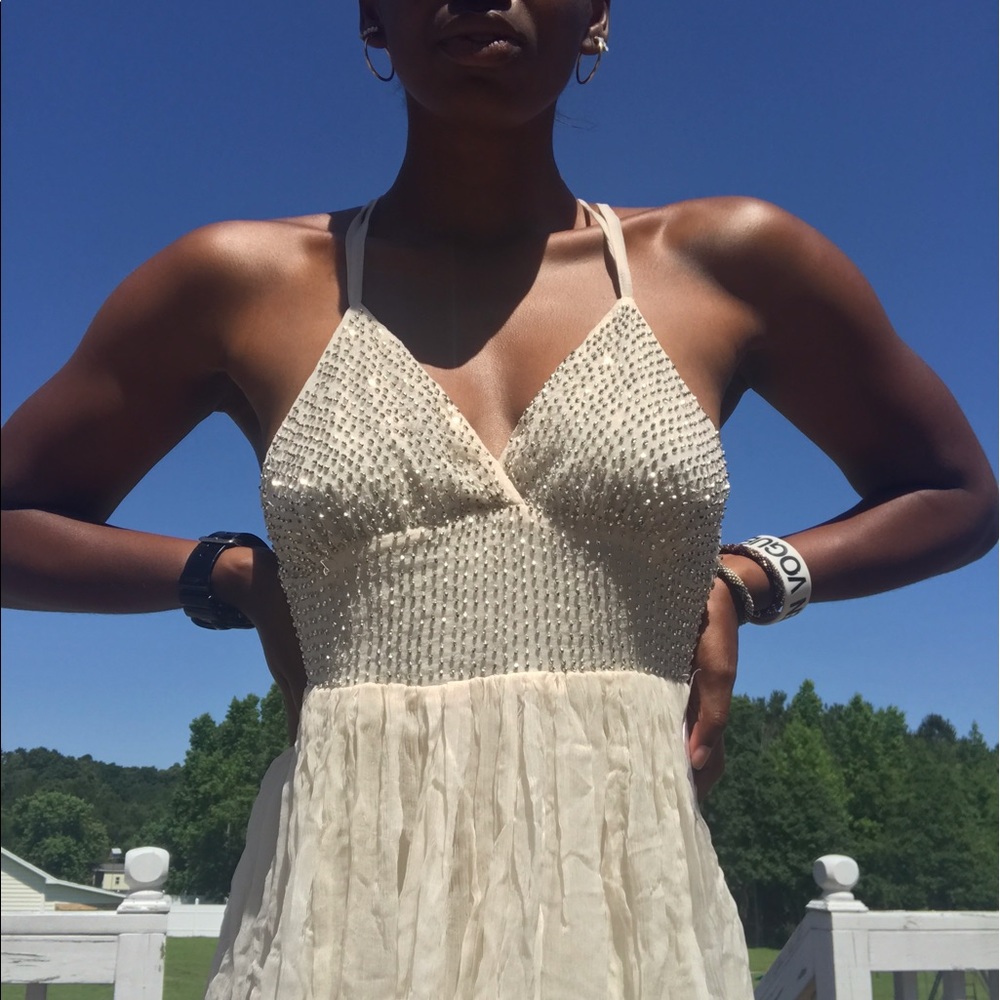 ❌SOLD❌Free People Ivory Beaded Dress Sz 2 - Picture 5 of 8