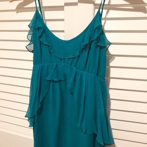 Romantic emerald dress - 100% silk