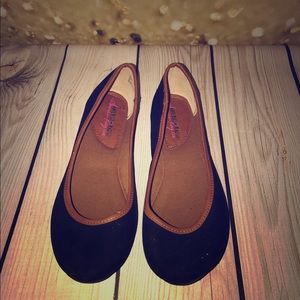 Black suede flats