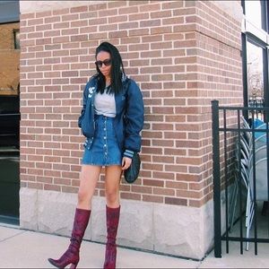 Denim A-line button up skirt '70s inspired