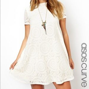Asos Curve Cream Lace Swing Dress