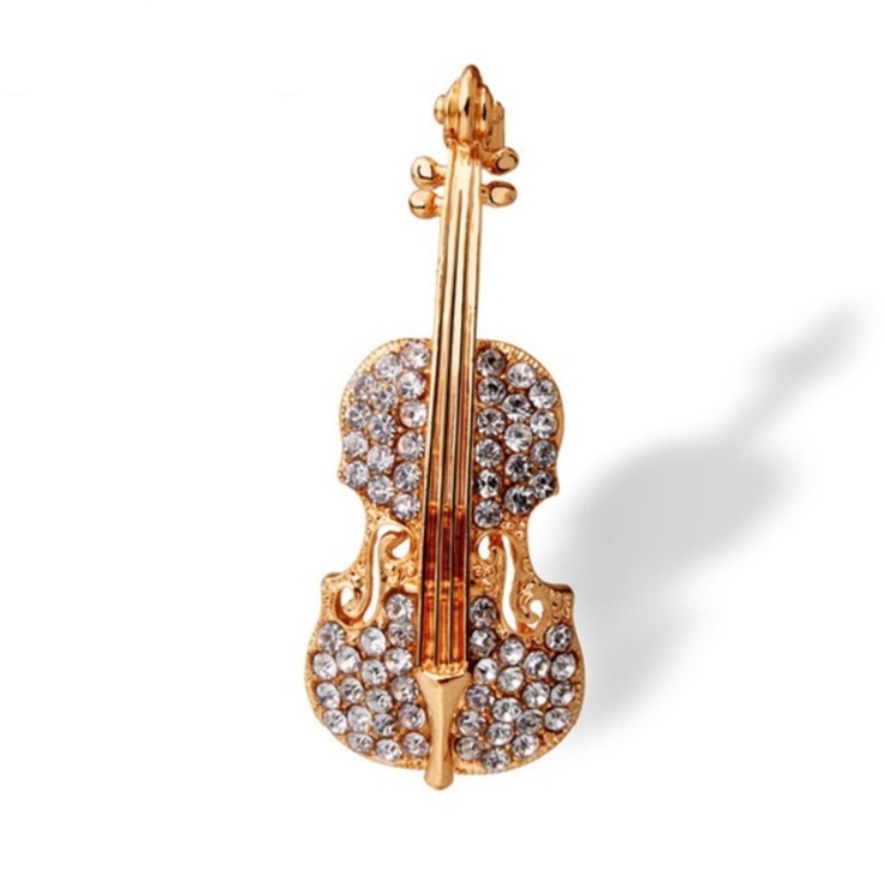 🎻 Stunning Gold-Plated Violin 🎻 Brooch Pin